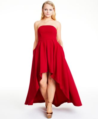 macy's red high low dress