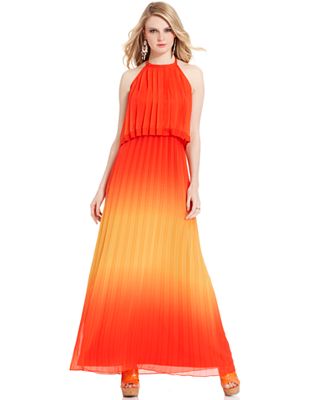 Jessica Simpson Dress, Sleeveless Pleated Halter Maxi