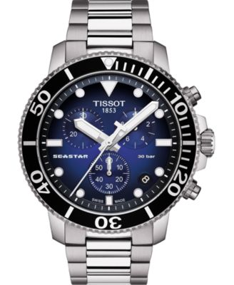 Мужские швейцарские часы Tissot с хронографом Seastar 1000, серые, с браслетом из нержавеющей стали, для дайверов, 45,5 мм