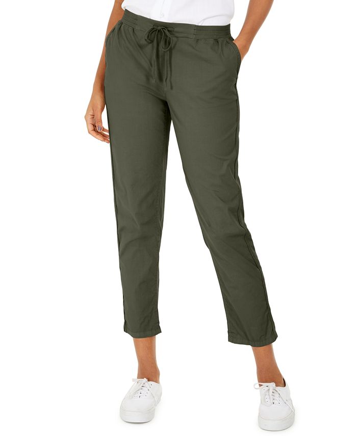 Style & Co Petite Twill-Tape-Tie Utility Pants, Created for Macy's ...