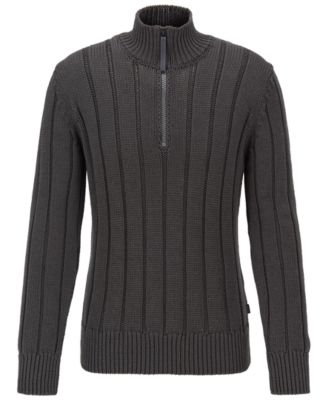 boss zip neck knitted sweatshirt