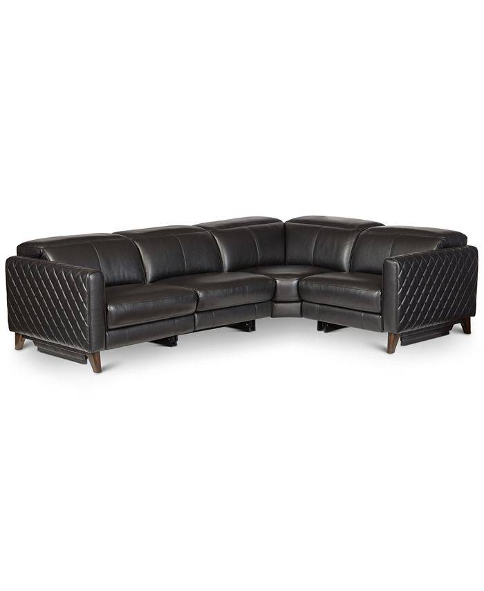 Furniture Jaconna 4Pc. Leather Sectional with 2 Power Recliners