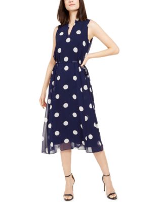 anne klein dot print midi dress