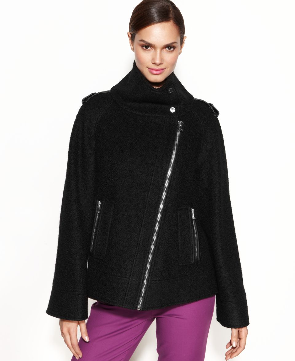 GUESS Coat, Hooded Colorblock Wool Blend Walker   Coats   Women