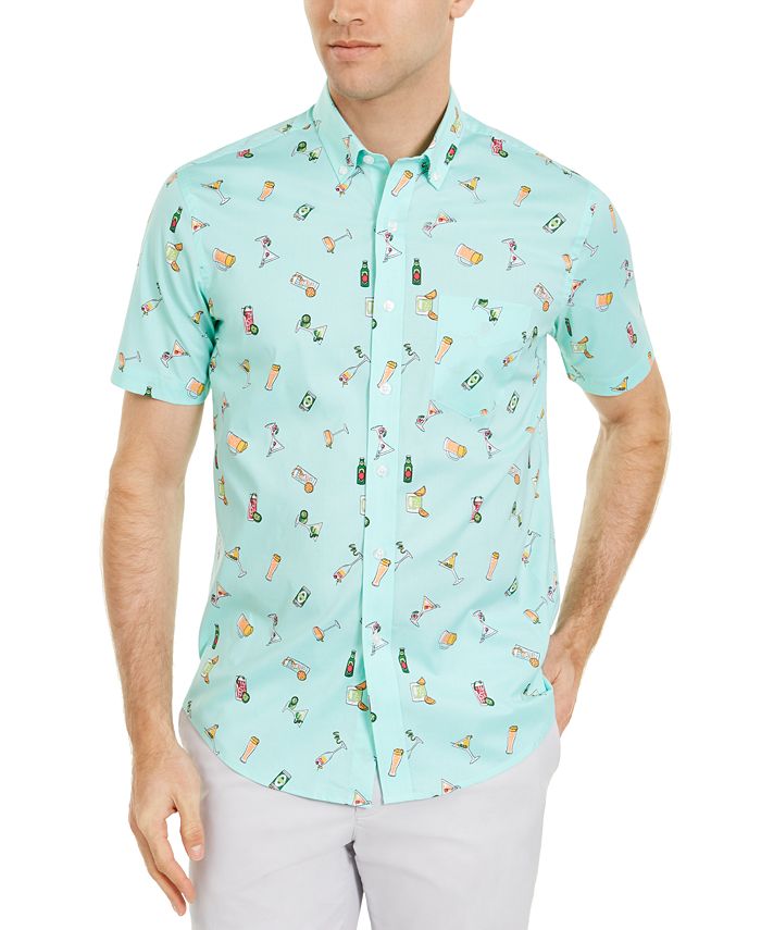 Club Room Men's Cocktail Print Short Sleeve Shirt, Created for Macy's