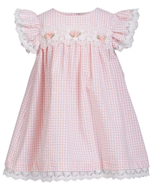 Bonnie Baby Baby Girls Lace Trim Gingham Seersucker Dress Reviews All Girls Dresses Kids Macy S