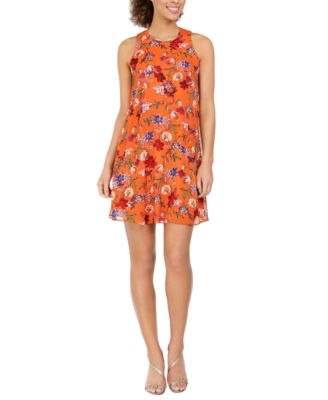 calvin klein printed sleeveless swing dress