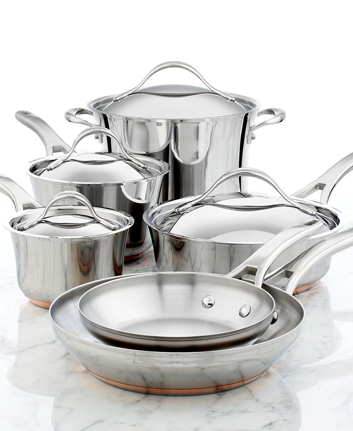 Anolon Nouvelle Copper Stainless Steel 10 Piece Cookware Set & Reviews Anolon Nouvelle Copper Stainless Steel Cookware Set