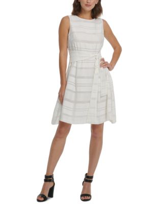 striped fit and flare dress