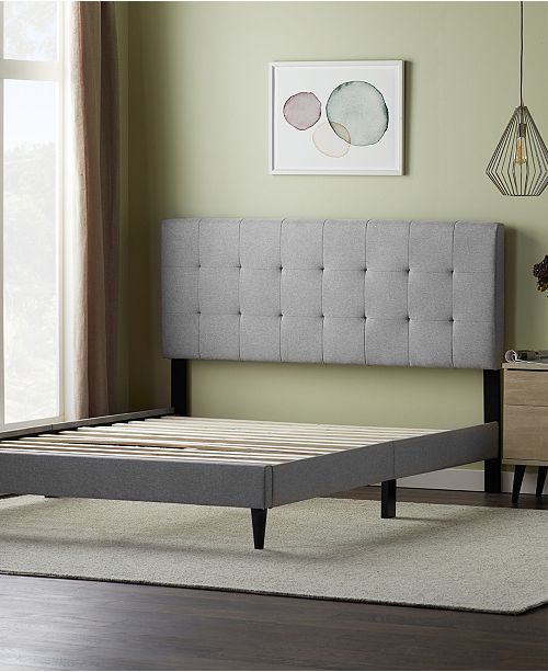 Dream Collection Upholstered Platform Bed Frame With Square Tufted Headboard California King Reviews Furniture Macy S