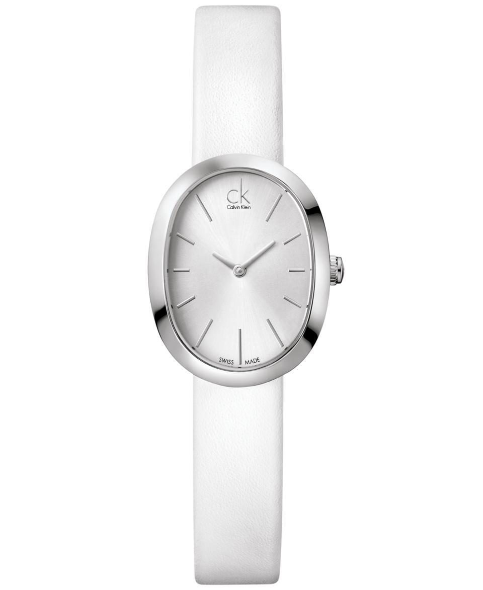 Calvin Klein Watch, Womens Swiss Incentive White Leather Strap 31x24mm K3P231L6   Watches   Jewelry & Watches