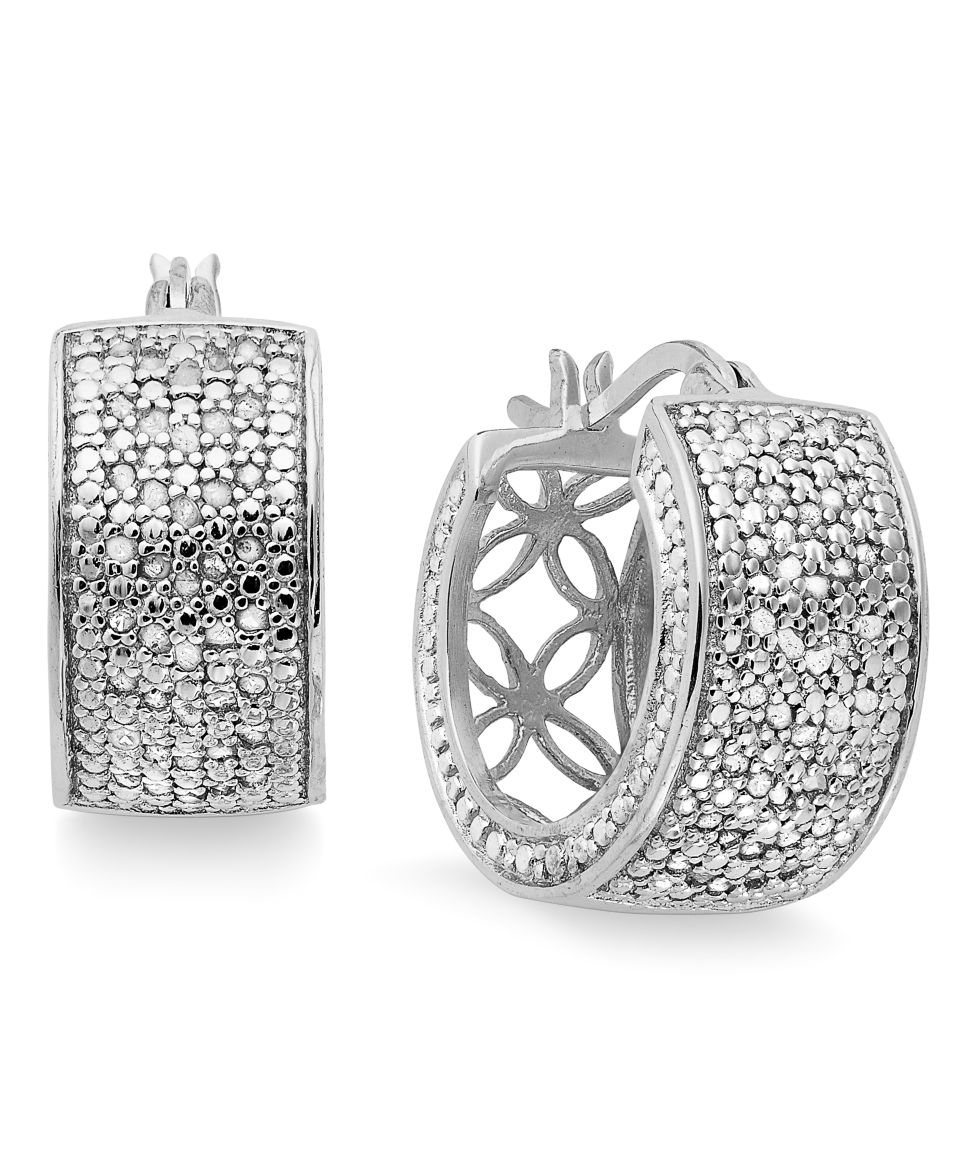 Victoria Townsend Diamond Earrings, Sterling Silver Diamond Hoops (1/2 ct. t.w.)   Earrings   Jewelry & Watches