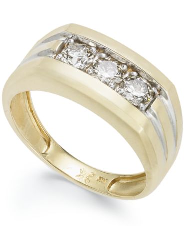 Men's Diamond (1/2 ct. t.w.) Ring in 10k Gold - Rings - Jewelry ...