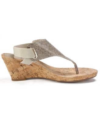 white mountain gold wedge sandals