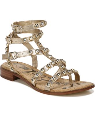 gold studded gladiator sandals