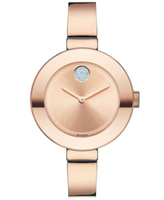 movado rose gold womens