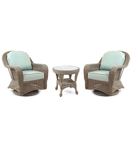 Furniture Sandy Cove Outdoor 3 Pc Set 2 Swivel Chairs 1 End Table Created For Macy S Reviews Furniture Macy S