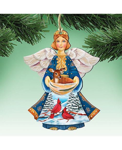 Designocracy Cardinal Deer Angel Wooden Christmas Ornament Set Of 2 Reviews Holiday Shop Home Macy S
