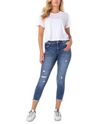 High Rise Ripped Skinny Ankle Jeans 