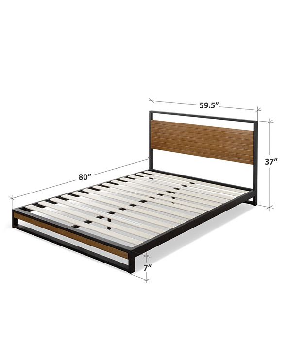 Zinus Suzanne Metal and Wood Platform Bed with Headboard ...