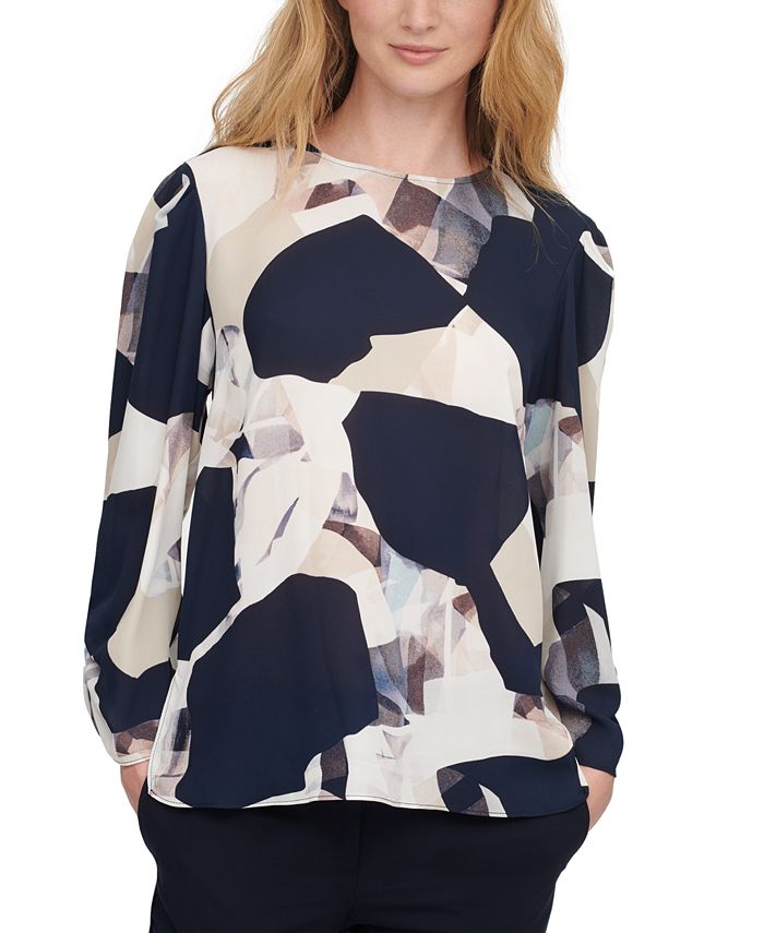 DKNY LongSleeve Abstract Print Blouse & Reviews Tops Women Macy's