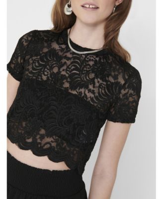 macy's black lace top