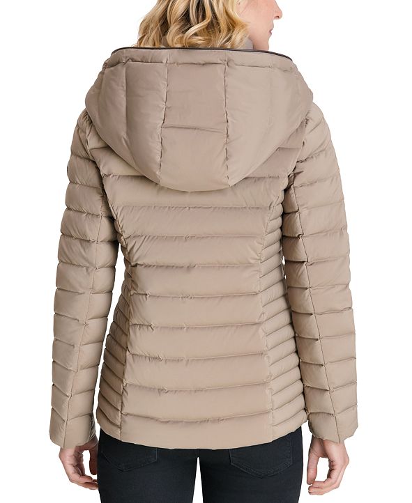 Michael Kors Hooded Stretch Packable Down Puffer Coat, Created for Macy ...