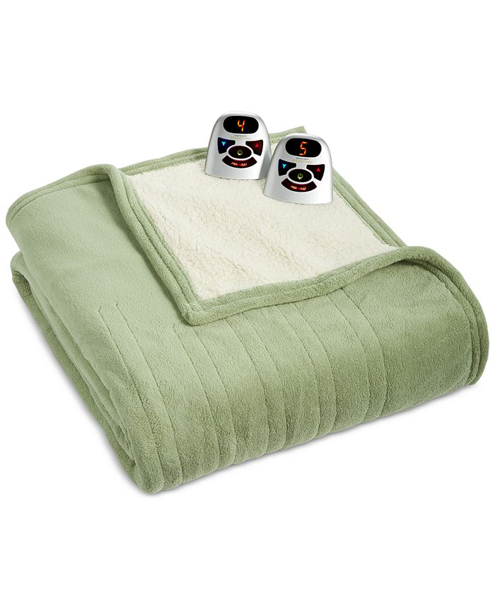 Biddeford Microplush Reverse Faux Sherpa Electric King Blanket