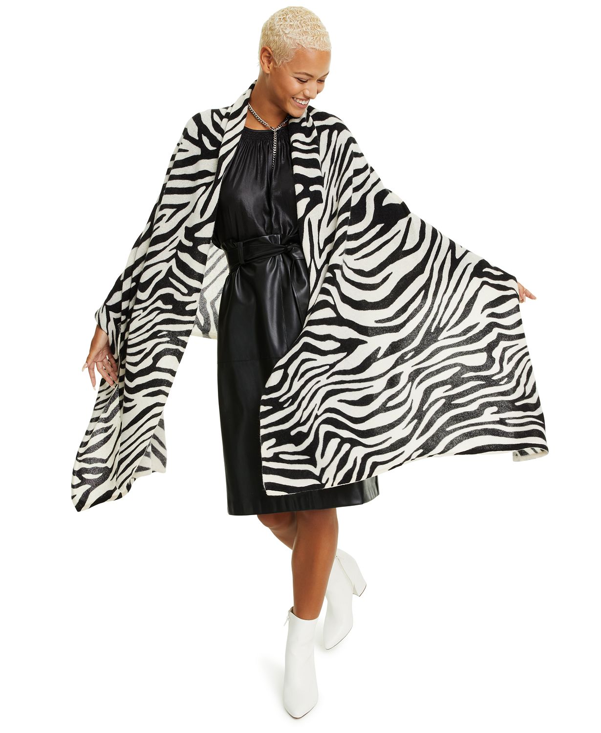 (70% OFF Deal) Charter Club Zebra-Print Cashmere Scarf $58.99