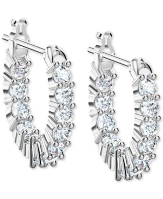 Серебристые серьги-кольца с очень маленькими кристаллами Swarovski, 0,50 дюйма