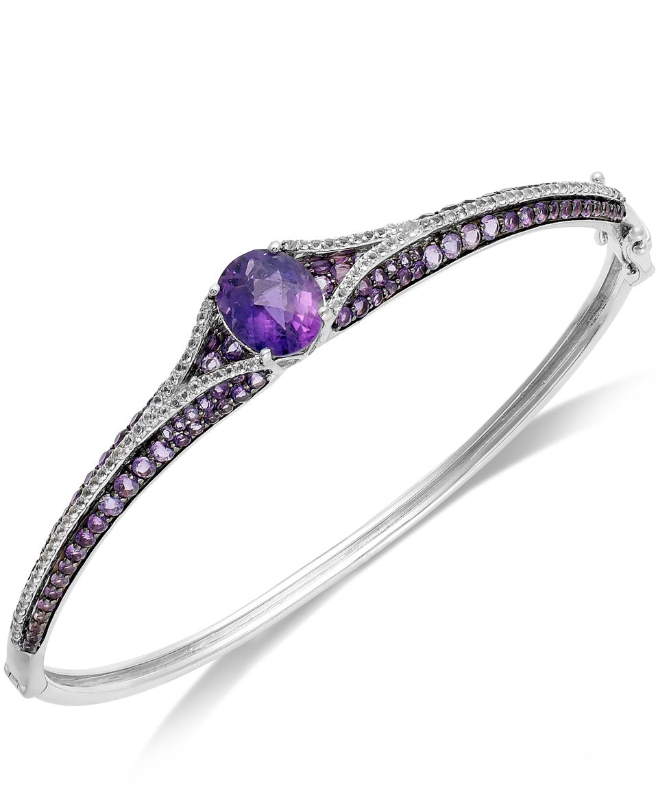 Sterling Silver Ring, Amethyst (2 1/3 ct. t.w.) and White Topaz (3/4 ct. t.w.) Oval Pave Ring   Rings   Jewelry & Watches