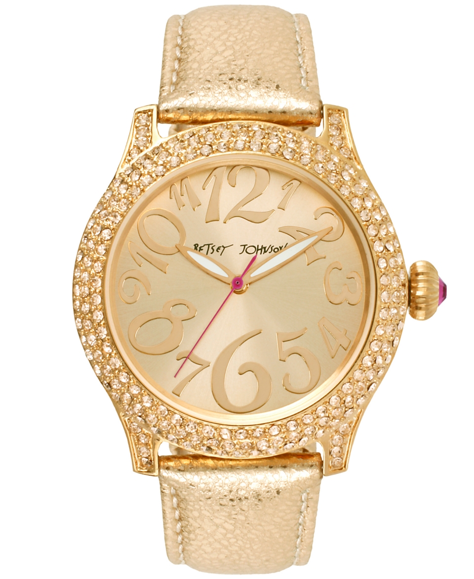 Betsey Johnson Watch, Womens Metallic Gold Leather Strap 41mm BJ00019 59   Watches   Jewelry & Watches