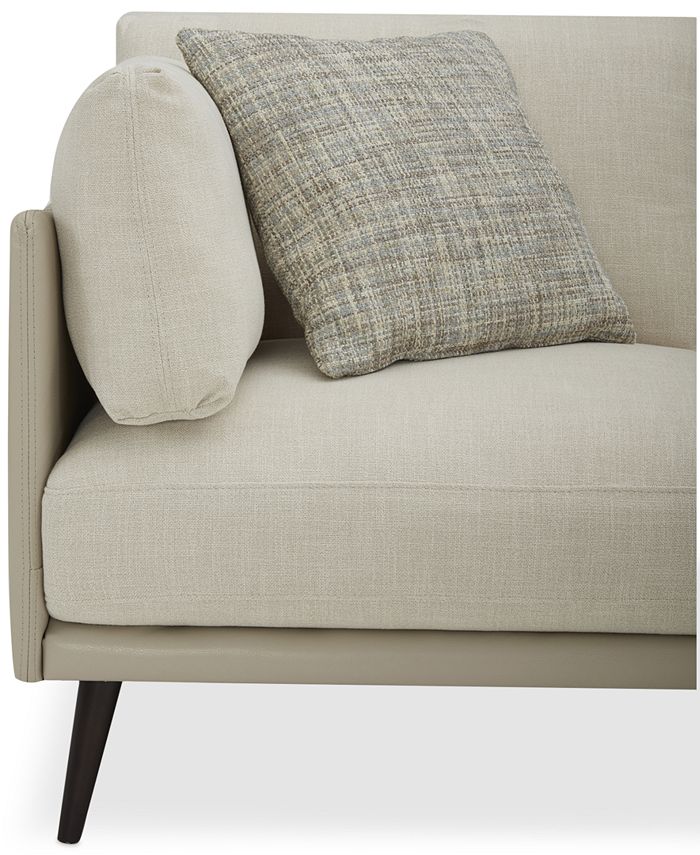 Furniture Marleese 3Pc. Fabric and Leather Sofa with Double Chaise