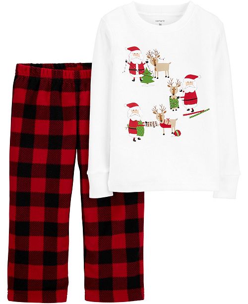 Carter S Baby Boy Or Girl 2 Pc Fleece Santa Christmas Pajamas Set Reviews Pajamas Kids Macy S