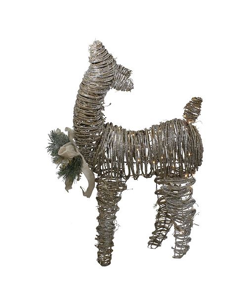 Northlight Pre Lit Standing Rattan Reindeer With Ivory Bow And Pine Boughs And Cones Outdoor Christmas Decoration Reviews Holiday Shop Home Macy S