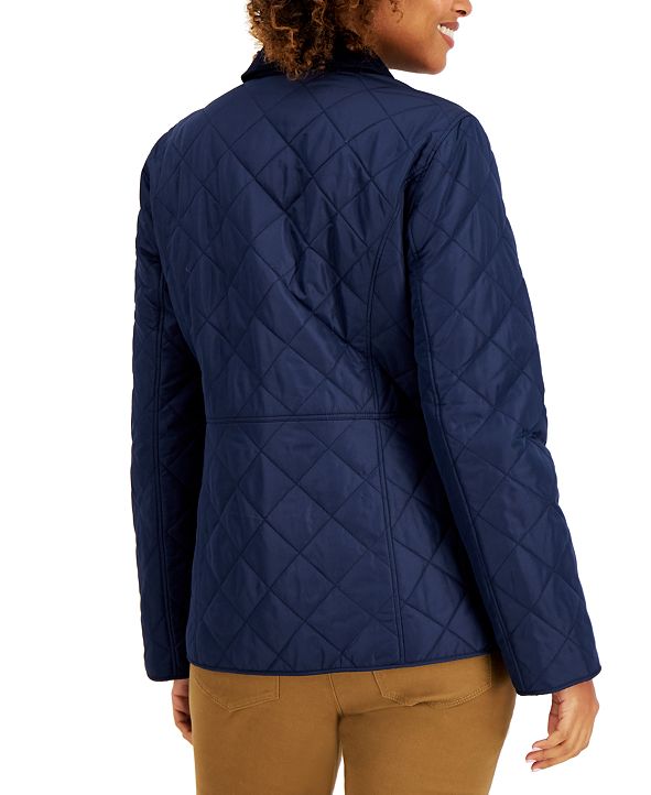 Charter Club Quilted Corduroy-Trim Jacket, Created for Macy's & Reviews ...