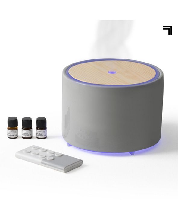 Sharper Image Diffuser Ultrasonic Aromatherapy Wood Lid and Ceramic LED