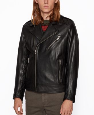 hugo boss leather biker jacket mens