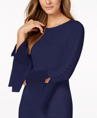calvin klein bell sleeve dress blue