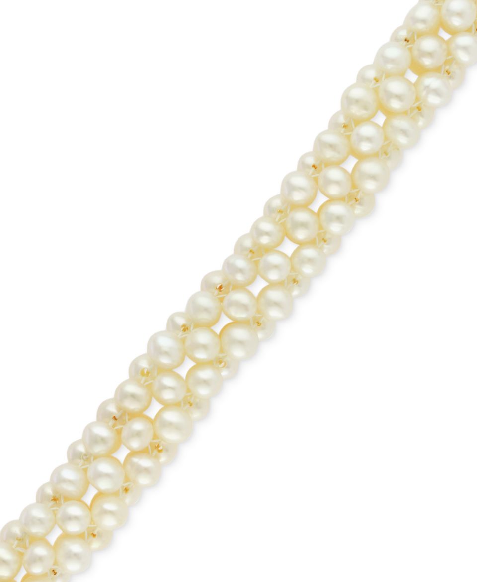 14k Gold Cultured Freshwater Pearl (5mm) & Diamond Accent Bracelet   Bracelets   Jewelry & Watches