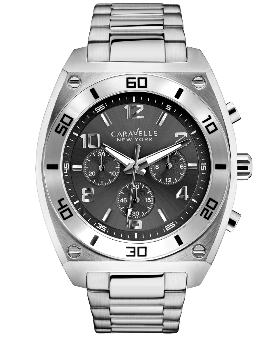 Caravelle New York by Bulova Mens Chronograph Stainless Steel Bracelet Watch 33mm 43A120   Watches   Jewelry & Watches
