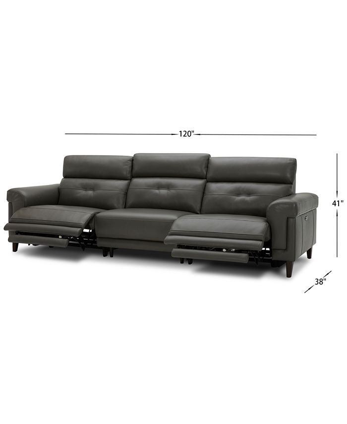 Furniture Jazlo 3Pc. Leather Sectional with 2 Power Recliners, Created
