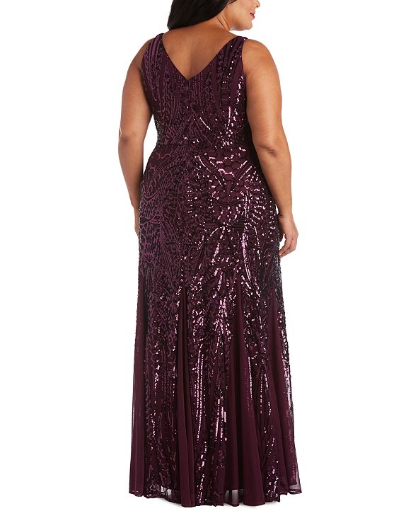 nightway plus size sequin flowy gown