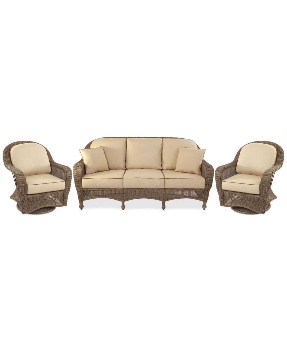 Bellingham Outdoor 3 Piece Seating Set 1 Sofa and 2 C Spring Chairs   Furniture