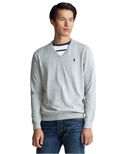 Polo Ralph Lauren Men S Cotton V Neck Sweater Reviews Sweaters Men Macy S