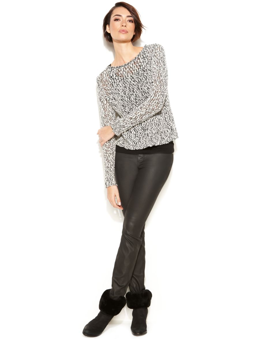 Eileen Fisher Zippered Lightweight Jacket, Metallic Tank Top & Skinny Tuxedo Stripe Pants   Women