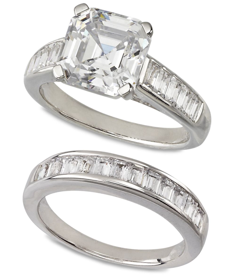Sterling Silver Ring Set, Swarovski Zirconia Bridal Ring and Band Set (10 1/5 ct. t.w.)   Rings   Jewelry & Watches