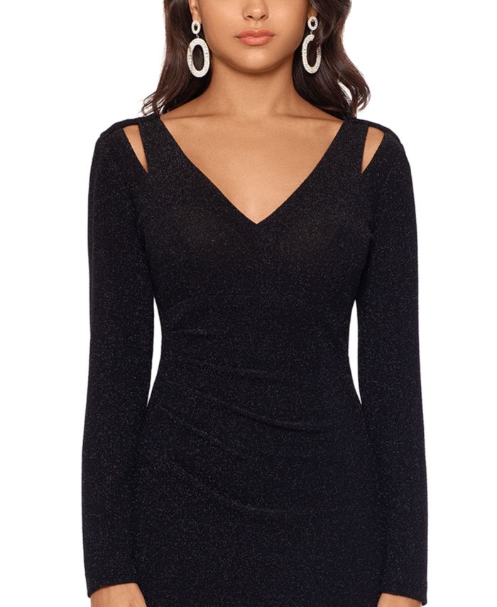 XSCAPE Glitter Cutout-Shoulder Gown & Reviews - Dresses - Women - Macy's