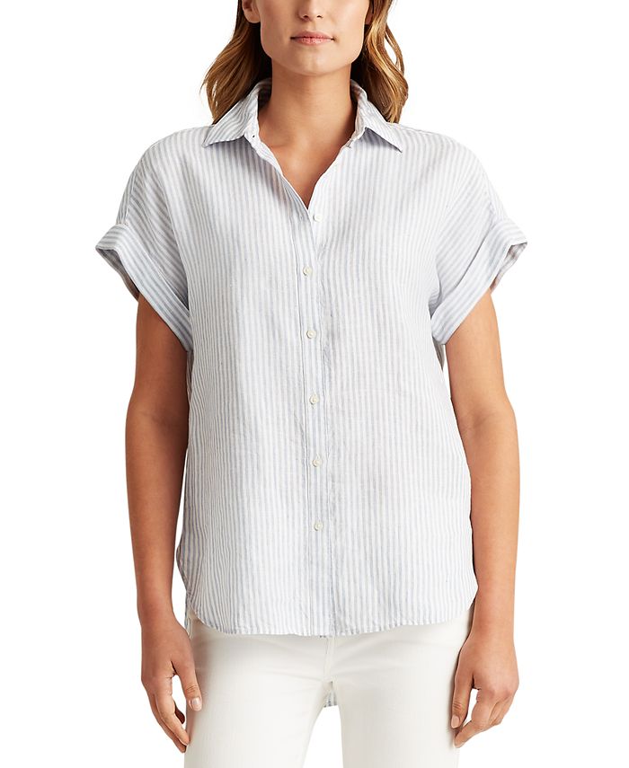 Lauren Ralph Lauren Petite Striped Linen Shirt & Reviews - Tops ...