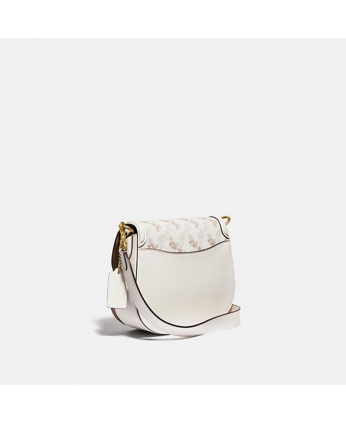 black coach saddle bag with horse and carriage